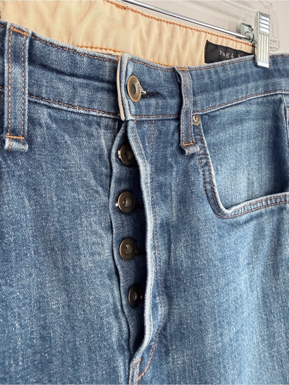 rag & bone Fit 2 Slim Jeans Size 29 Linen Blend Denim Pants Made in USA Rinse - Picture 5 of 14